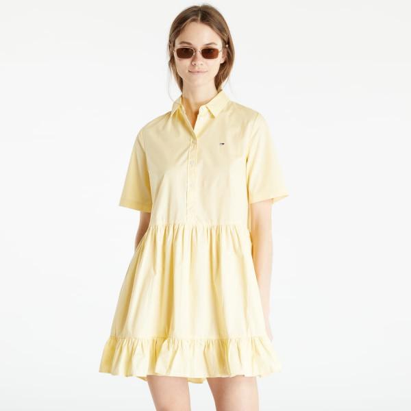 Šaty TOMMY JEANS Poplin Tiered Ss Shirt Dress Yellow M