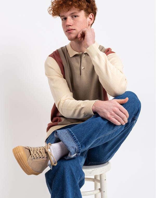 Forét Golf Polo Knit CLOUD/BRICK S