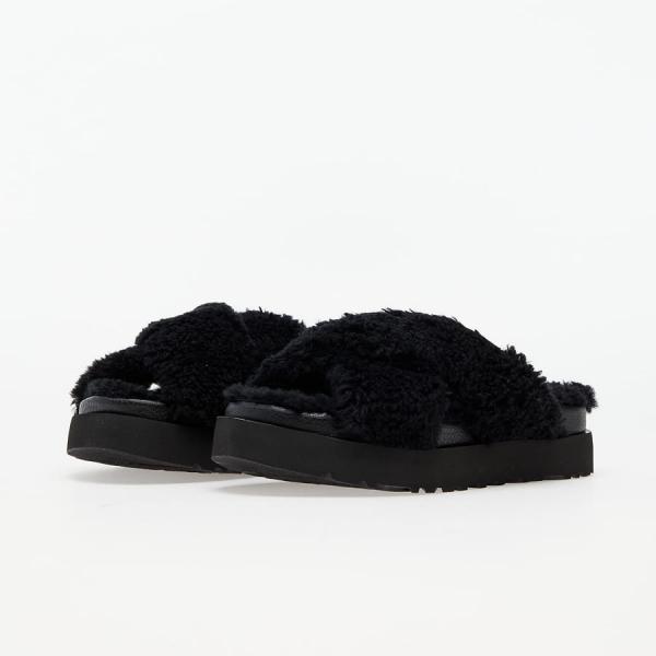 UGG W Fuzz Sugar Cross Slide Black