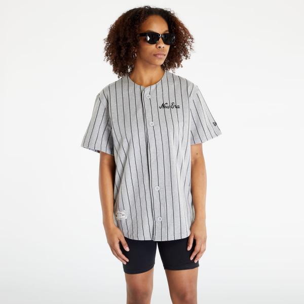 New Era Pinstripe Jersey T-Shirt Medium Grey/ Black