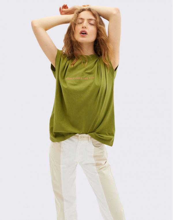 Tričko Thinking MU Here Comes The Sun Green T-Shirt PARROT GREEN