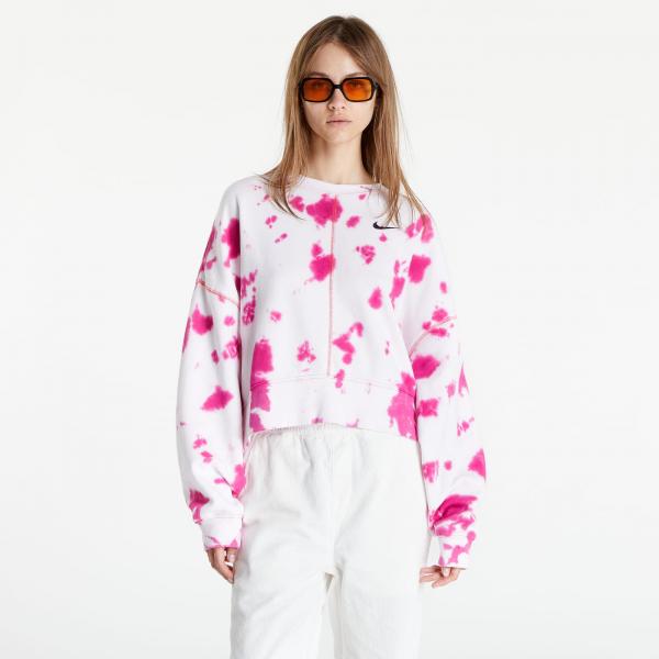 Mikina Nike Sportswear Women's Oversized Fleece Tie-Dye Crew Sweatshirt Pink L