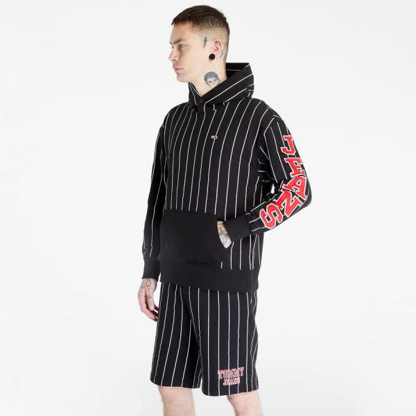 Tommy Jeans Relaxed Pinstripe Hoodie Black