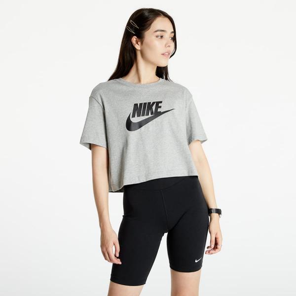 Nike Sportswear W Tee Essential Crop Icon Ftr DK Grey Heather/ Black