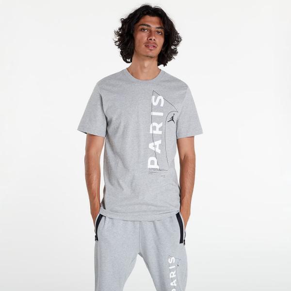Tričko s krátkým rukávem Nike Jordan Paris Saint-Germain Men's T-Shirt Dark Grey Heather/ White/ Black