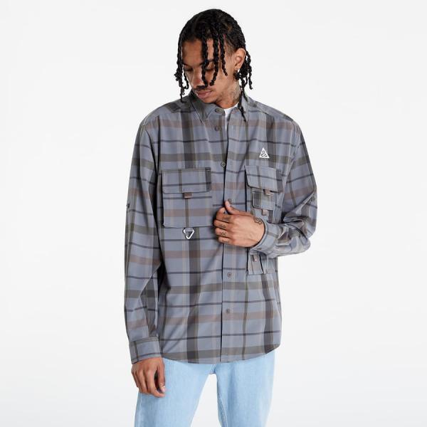 Pánská košile Nike ACG Dri-FIT UV 'Devastation Trail' Men´s Checked Top Smoke Grey/ Ironstone/ Summit White