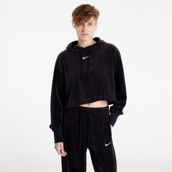 Mikina Nike Sportswear Women's Velour Cropped Pullover Hoodie Black/ Sail L