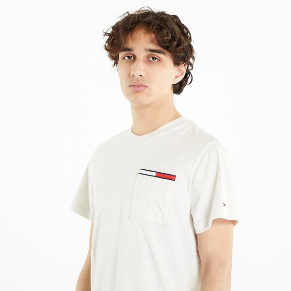 Tričko Tommy Jeans Essential Flag Pocket Short Sleeve Tee White Heather S