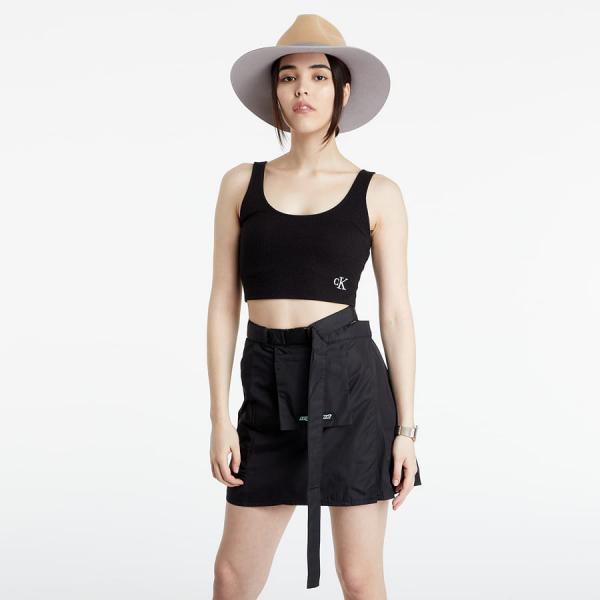 Dámský top CALVIN KLEIN JEANS Calvin Klein Jeans Stretch Rib Cropped Top Black
