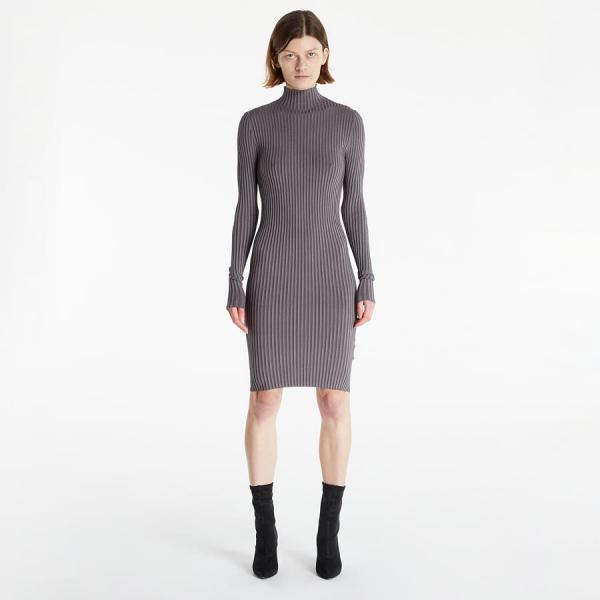 CALVIN KLEIN JEANS Metallic High Neck Sweater Dress Fossil Grey