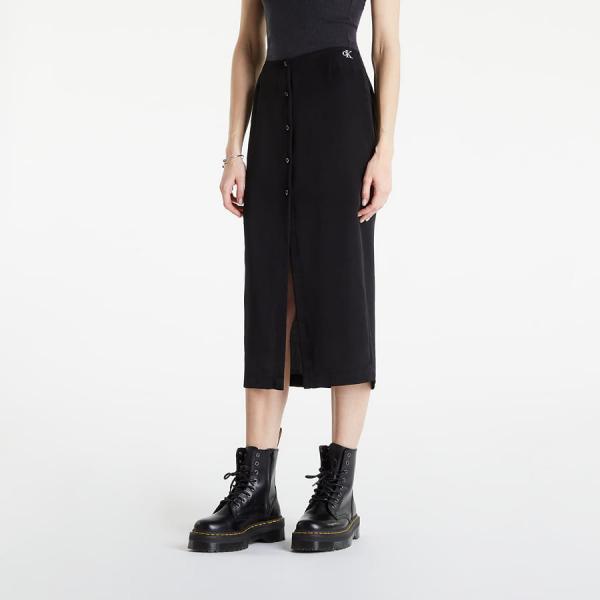 CALVIN KLEIN JEANS Buttons Through Split Midi Skirt Ck Black
