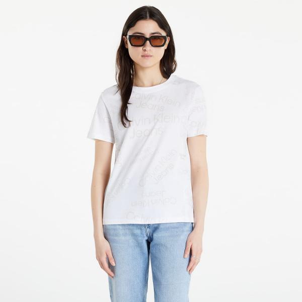 CALVIN KLEIN JEANS Logo All Over Print Tee Bright White