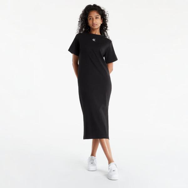 Šaty CALVIN KLEIN JEANS Ck Rib Long T-Shirt Dress Ck Black