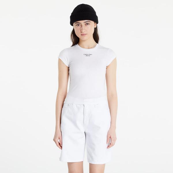 Dámské tričko CALVIN KLEIN JEANS Calvin Klein Jeans Stacked Logo Tight Tee Bright White