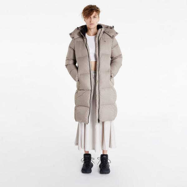 Dámská zimní bunda CALVIN KLEIN JEANS Ck Mw Down Coat Long Puffer Perfect Taupe