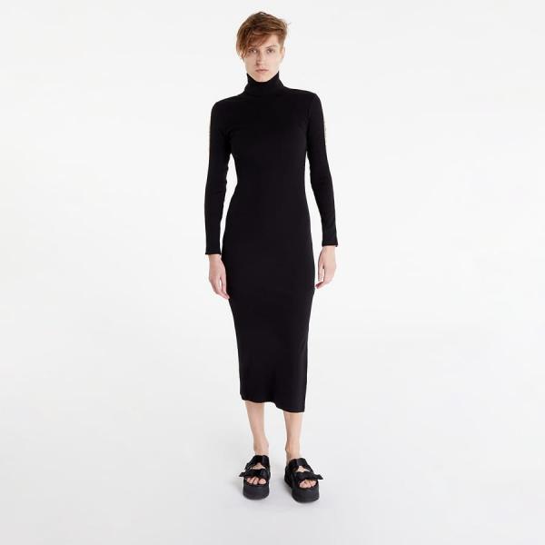 Šaty CALVIN KLEIN JEANS Logo Tape Roll Neck Dress Black