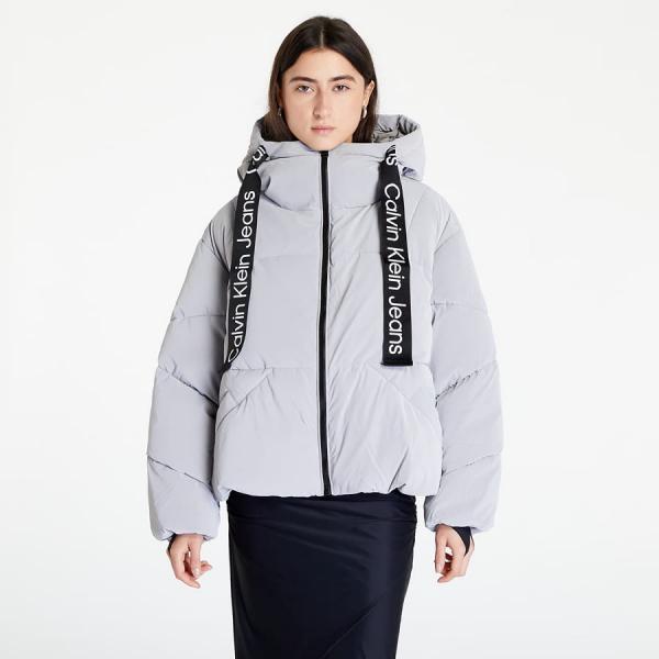 Dámská zimní bunda CALVIN KLEIN JEANS Long Drawcords Soft Mercury Grey
