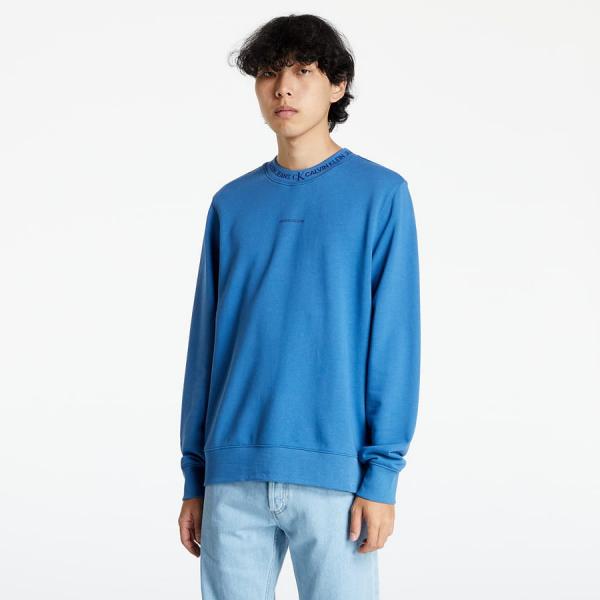Dámská mikina CALVIN KLEIN JEANS Logo Jacquard Crew Neck Antique Blue