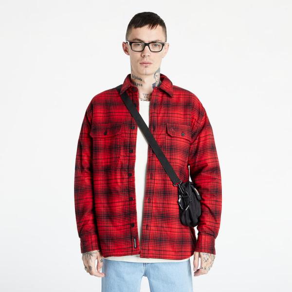 Pánská košile CALVIN KLEIN JEANS Sherpa Lined Check Overshirt Salsa/Ck Black