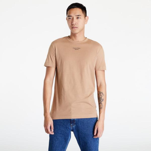 Tričko s krátkým rukávem CALVIN KLEIN JEANS Stacked Logo Tee Timeless Camel