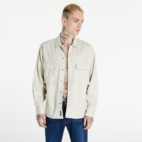 Pánská košile CALVIN KLEIN JEANS Disrupted Logo Overshirt Eggshell