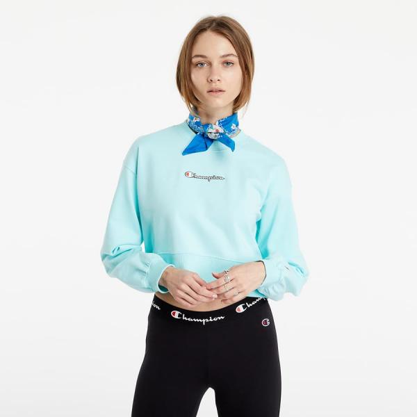 Champion Rochester Champion Logo Crewneck Crop Top Blue