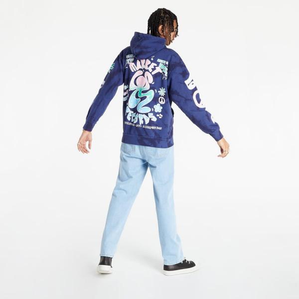 Mikina Market Smiley Records Angel Sigh Hoodie Navy Tie-Dye