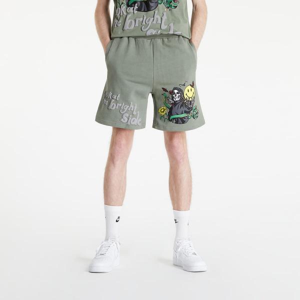 Teplákové kraťasy Market Smiley Look At The Bright Side Sweatshorts Sage Green