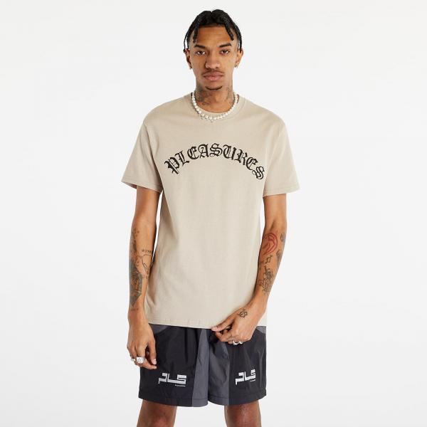 PLEASURES Old E Logo T-Shirt Sand