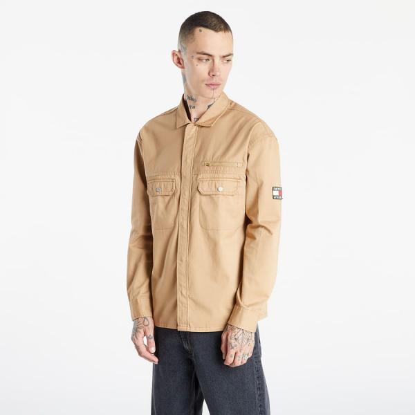 Pánská košile TOMMY JEANS Tonal Twill Overshirt Classic Classic Khaki