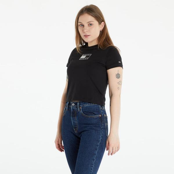 Dámské tričko TOMMY JEANS Abo Raised Metallic Baby Tee Black