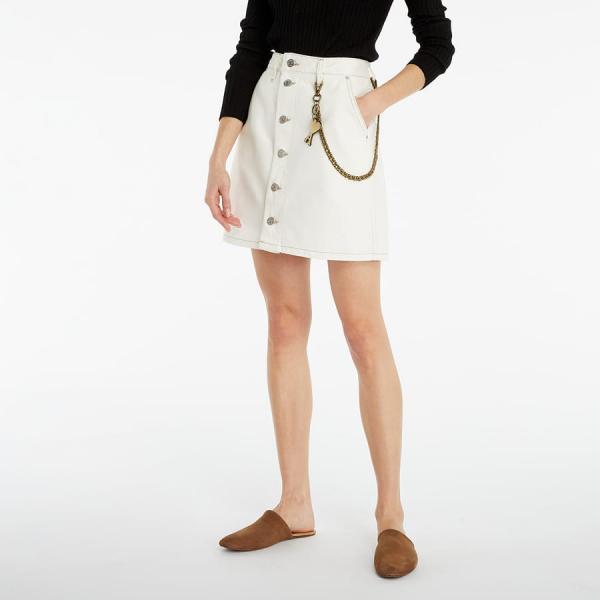 Sukně TOMMY JEANS A-Line Short Denim Skirt White