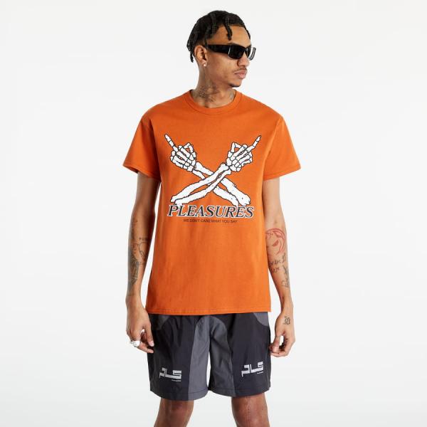 PLEASURES Don'T Care T-Shirt Texas Orange