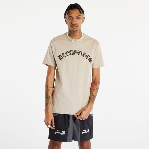 Tričko s krátkým rukávem PLEASURES Old E Logo T-Shirt Sand