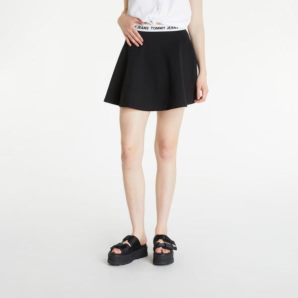 TOMMY JEANS Logo Waistband Fit Mini Circle Skirt Black