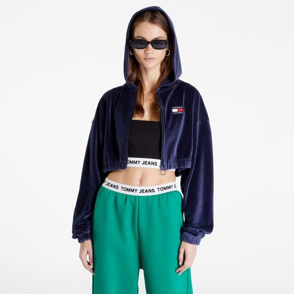 Mikina Tommy Jeans Super Crop Velour Zip Thru Twilight Navy L