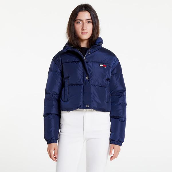 Tommy Jeans Badge Crop Vest Down Puffer Jacket Twilight Navy