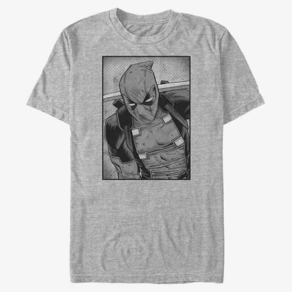 Tričko Merch Marvel Deadpool - Deadpool Black And White Men's Heather Grey L