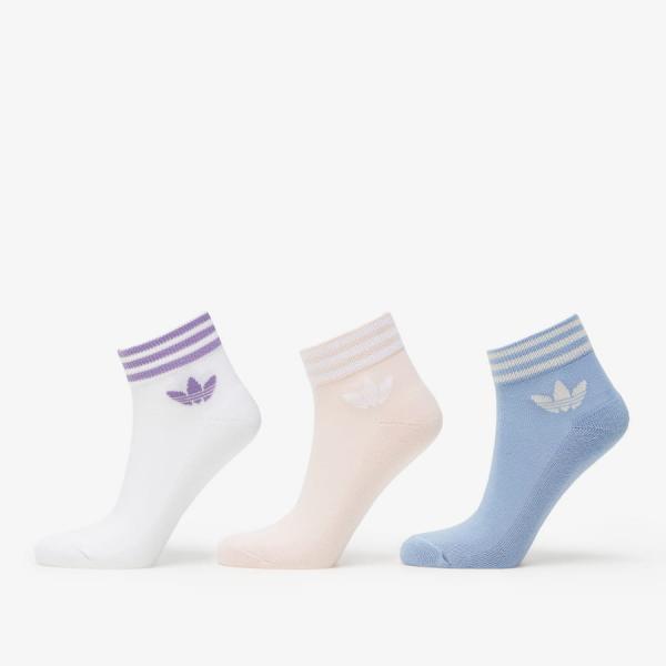 adidas Originals Trefoil Ankle Socks 3-Pack White/ Wonqua/ Ambient Sky