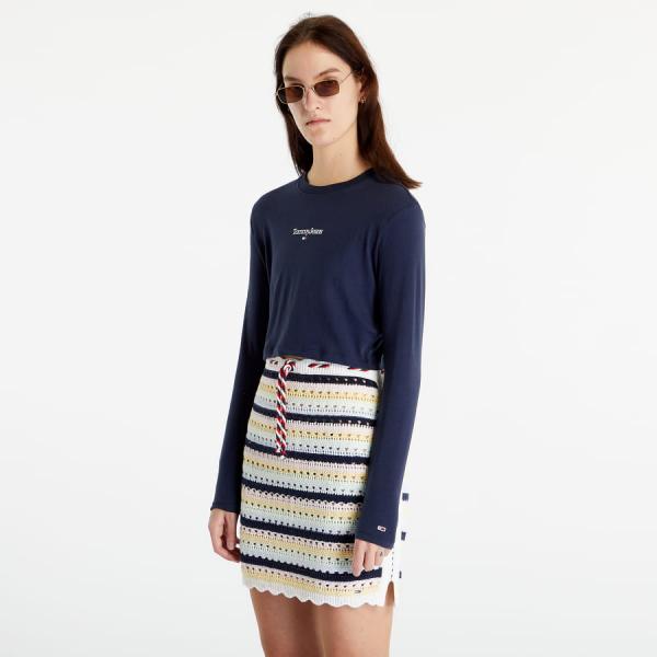 Tričko TOMMY JEANS Crop Essential Long Sleeve T-Shirt Twilight Navy L