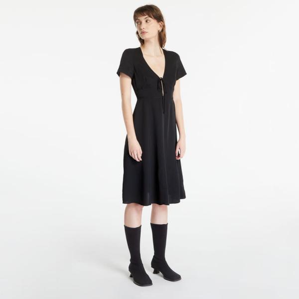Šaty CALVIN KLEIN JEANS Crepe Short Sleeve Midi Dress Black M