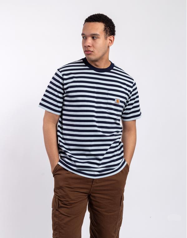 Tričko Carhartt WIP S/S Scotty Pocket T-Shirt Scotty Stripe, Atom Blue / Icarus