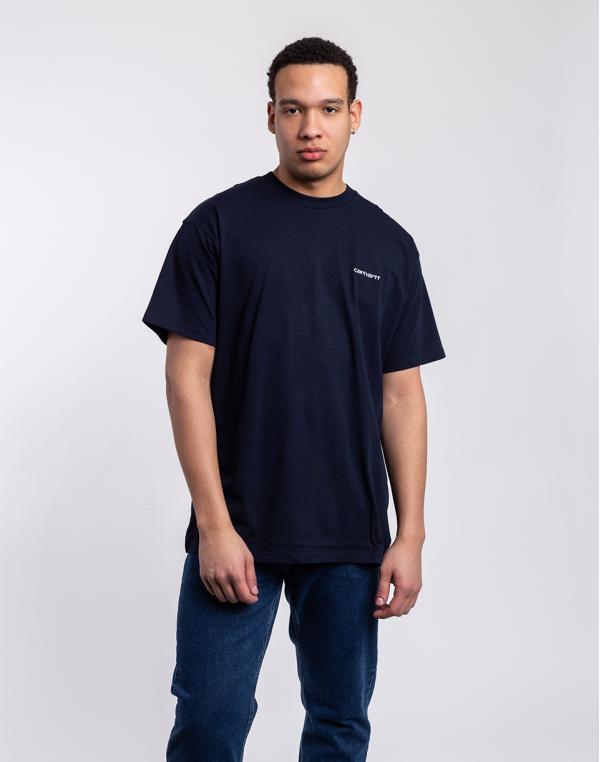 Tričko Carhartt WIP S/S Script Embroidery T-Shirt Atom Blue / White