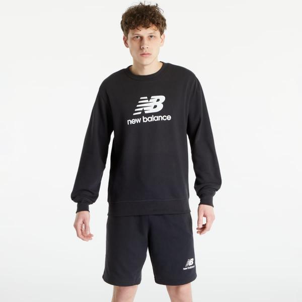 New Balance Essentials Stacked Logo French Terry Crewneck Black