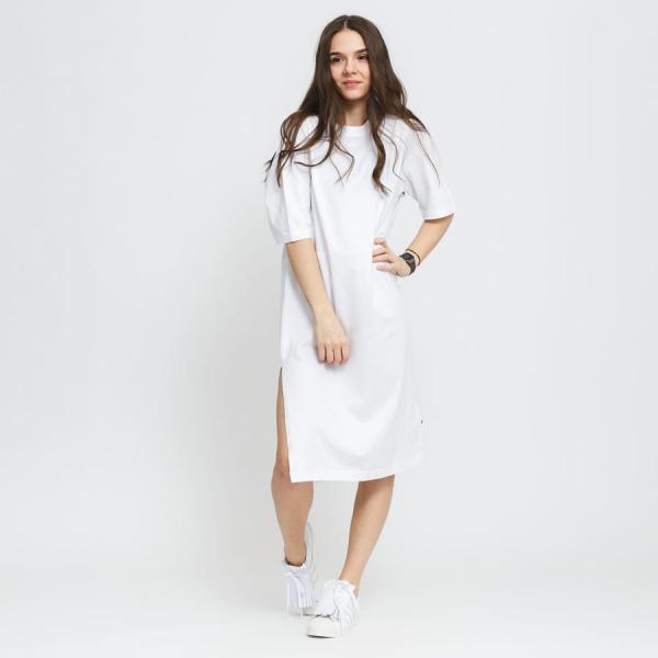 Šaty Urban Classics Ladies Organic Oversized Slit Tee Dress White M