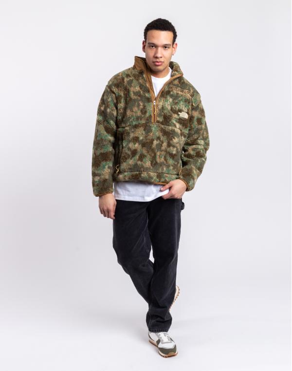 The North Face M Extreme Pile Pullover Military Olive Stippled Camo Print S