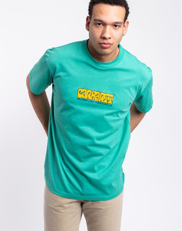 Tričko Carhartt WIP S/S Heat Script T-Shirt Aqua green