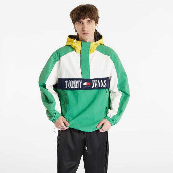 Větrovka TOMMY JEANS Archive Oversized Popover Chicago Windbreaker Coastal Green/ Multi L