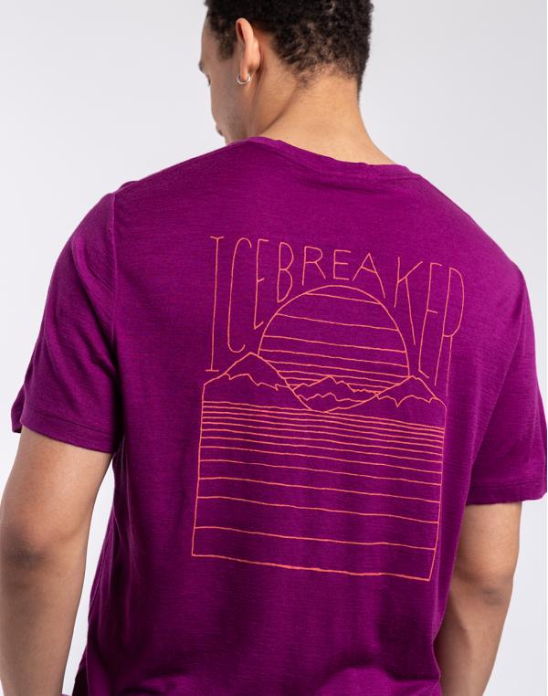 Tričko Icebreaker M Tech Lite II SS Tee Mountain Sunset Go Berry