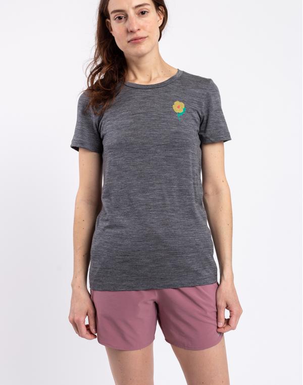 Tričko Icebreaker W Tech Lite II SS Tee Springtime Flowers GRITSTONE HTHR